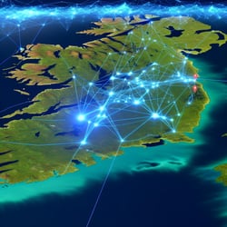 Island of Ireland with network